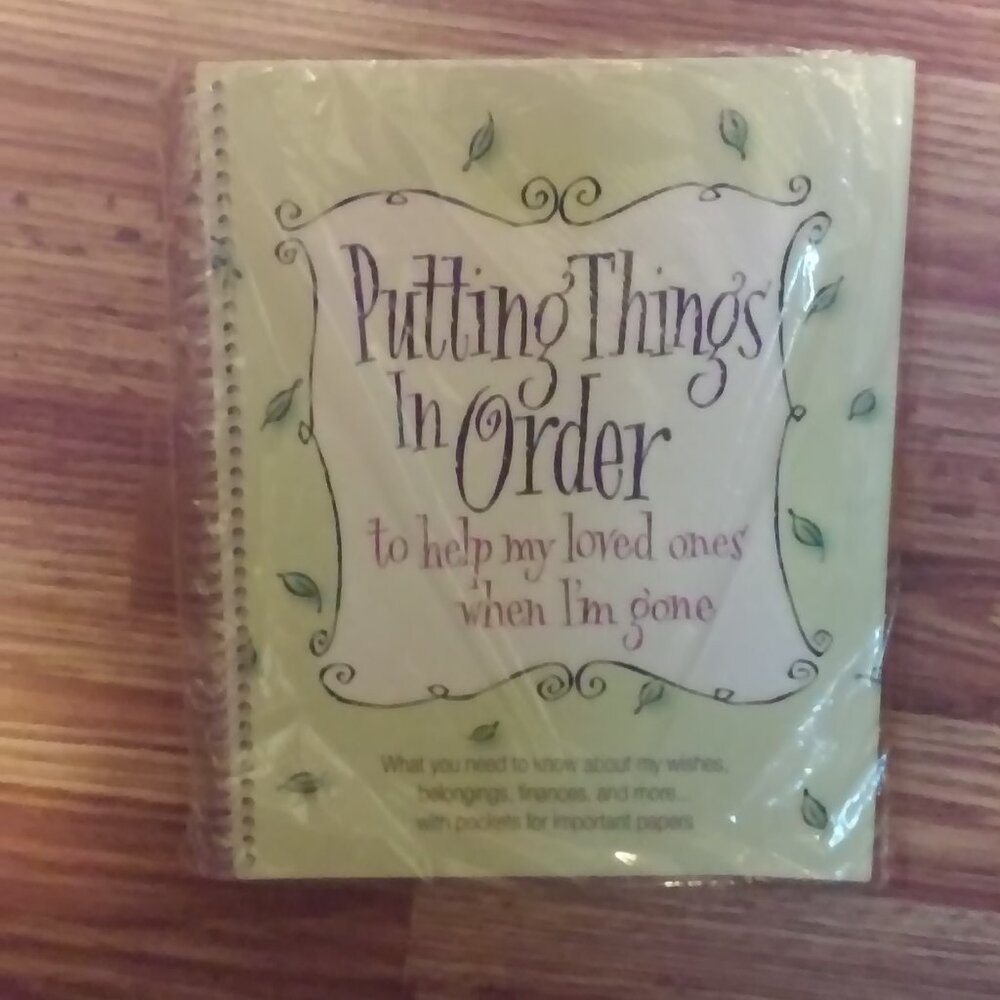 Putting Things In Order Book Help For Family When You Pass Away In Plastic